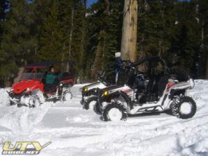 I brought our 2010 Polaris RZR S for the first snow trip of the season