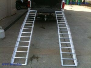 Long ATV Ramps The 9.5' ATV Ramps will support up to 1000 lbs per ramp or 2000 lbs per set.