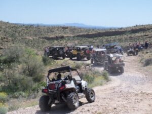 UTVs and 4x4s on the trail to Coke Ovens
